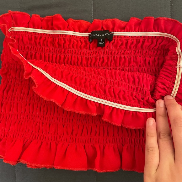 PACSUN KENDALL AND KYLIE COLLECTION ruched chiffon-like tube top RED - Picture 4 of 4